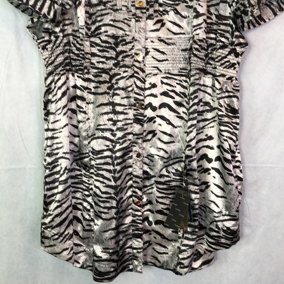 COOGI Woman’s Plus Animal Print Satin Woven Short Sleeve Dress Size 3X - Picture 4 of 14